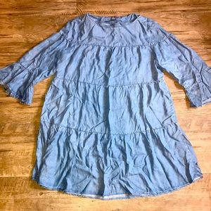 Chambray tiered dress